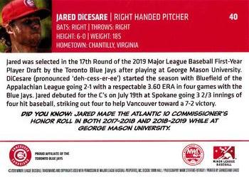 2019 Grandstand Vancouver Canadians #NNO Jared DiCesare Back