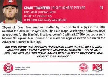 2019 Grandstand Vancouver Canadians #NNO Grant Townsend Back