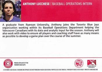 2019 Grandstand Vancouver Canadians #NNO Anthony Lucchese Back