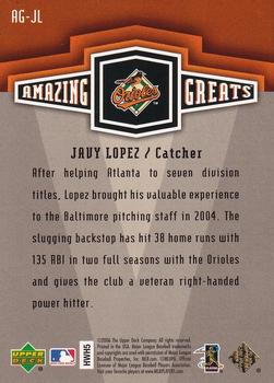 2006 Upper Deck - Amazing Greats Gold #AG-JL Javy Lopez Back
