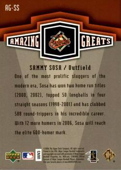 2006 Upper Deck - Amazing Greats Gold #AG-SS Sammy Sosa Back