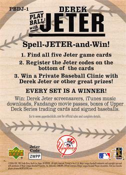 2006 Upper Deck - Play Ball with Jeter (Derek Jeter Spell and Win) #PBDJ-1 Derek Jeter Back