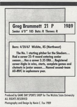 1989 Game Day Wichita State Shockers National Champions #NNO Greg Brummett Back