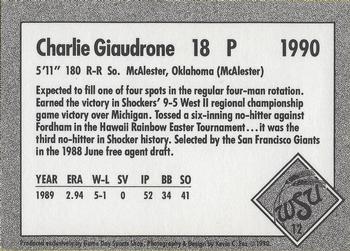 1990 Game Day Wichita State Shockers #12 Charlie Giaudrone Back