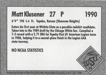 1990 Game Day Wichita State Shockers #19 Matt Klusener Back