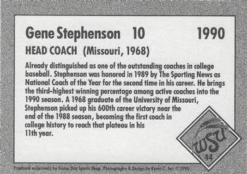 1990 Game Day Wichita State Shockers #44 Gene Stephenson Back