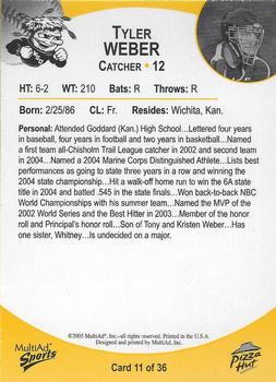 2005 MultiAd Wichita State Shockers #11 Tyler Weber Back