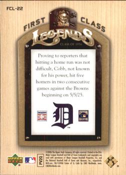 2006 Upper Deck - First Class Legends Gold #FCL-22 Ty Cobb Back