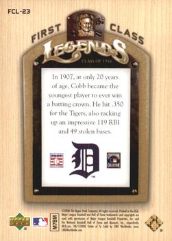 2006 Upper Deck - First Class Legends Gold #FCL-23 Ty Cobb Back