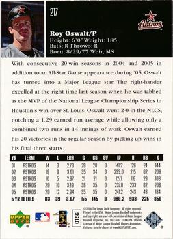 2006 Upper Deck - Gold #217 Roy Oswalt Back