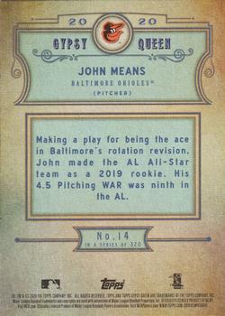 2020 Topps Gypsy Queen #14 John Means Back