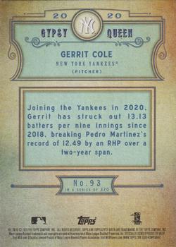 2020 Topps Gypsy Queen #93 Gerrit Cole Back