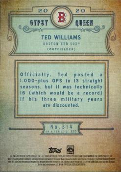2020 Topps Gypsy Queen #314 Ted Williams Back