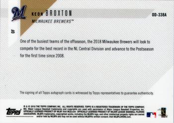 2018 Topps Now Road to Opening Day Milwaukee Brewers - Autographs #OD-338A Keon Broxton Back