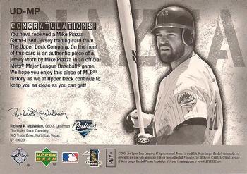 2006 Upper Deck - UD Game Materials (Series One) #UD-MP Mike Piazza Back
