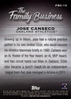 2019 Topps Chrome Update - The Family Business #FBC-13 Jose Canseco Back