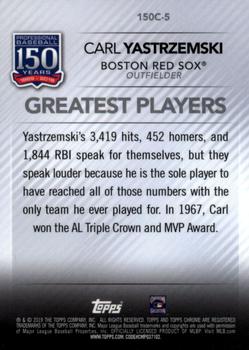 2019 Topps Chrome Update - 150 Years of Professional Baseball #150C-5 Carl Yastrzemski Back