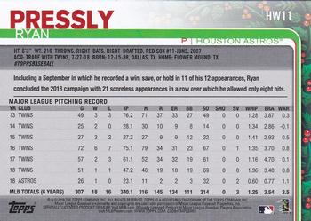 2019 Topps Holiday #HW11 Ryan Pressly Back