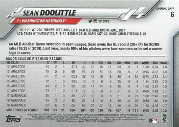 2020 Topps Opening Day #6 Sean Doolittle Back