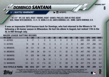 2020 Topps Opening Day #8 Domingo Santana Back