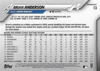 2020 Topps Opening Day #13 Brian Anderson Back