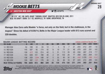 2020 Topps Opening Day #28 Mookie Betts Back