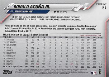 2020 Topps Opening Day #67 Ronald Acuña Jr. Back