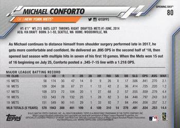 2020 Topps Opening Day #80 Michael Conforto Back