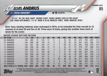 2020 Topps Opening Day #85 Elvis Andrus Back