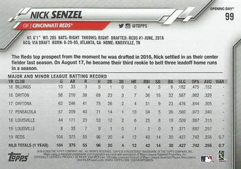 2020 Topps Opening Day #99 Nick Senzel Back