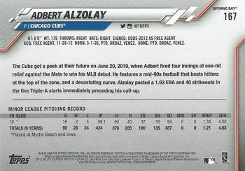 2020 Topps Opening Day #167 Adbert Alzolay Back