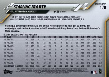 2020 Topps Opening Day #170 Starling Marte Back
