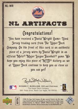 2006 Upper Deck Artifacts - AL/NL Artifacts Red #NL-WR David Wright Back