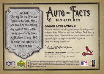 2006 Upper Deck Artifacts - Auto-Facts Signatures #AF-AM Aaron Miles Back