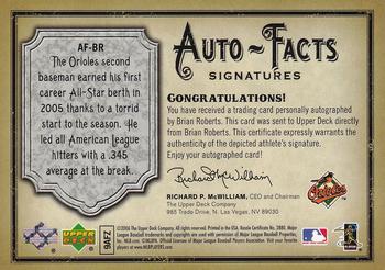 2006 Upper Deck Artifacts - Auto-Facts Signatures #AF-BR Brian Roberts Back
