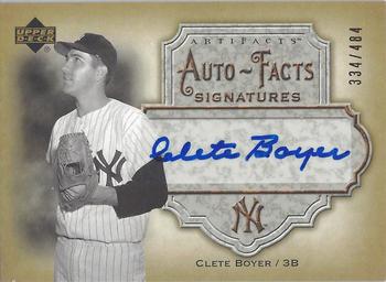 2006 Upper Deck Artifacts - Auto-Facts Signatures #AF-BY Clete Boyer Front