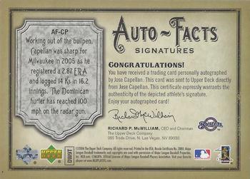 2006 Upper Deck Artifacts - Auto-Facts Signatures #AF-CP Jose Capellan Back