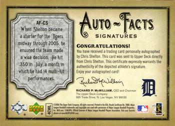2006 Upper Deck Artifacts - Auto-Facts Signatures #AF-CS Chris Shelton Back