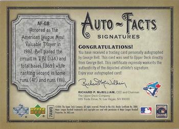 2006 Upper Deck Artifacts - Auto-Facts Signatures #AF-GB George Bell Back