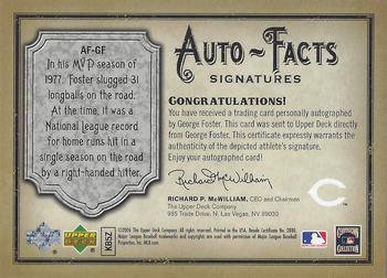 2006 Upper Deck Artifacts - Auto-Facts Signatures #AF-GF George Foster Back