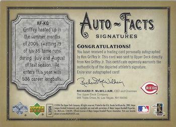 2006 Upper Deck Artifacts - Auto-Facts Signatures #AF-KG Ken Griffey Jr. Back