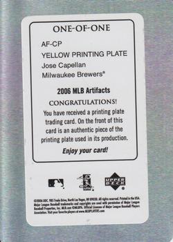 2006 Upper Deck Artifacts - Auto-Facts Signatures Printing Plates Yellow #AF-CP Jose Capellan Back