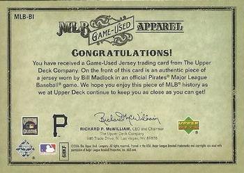 2006 Upper Deck Artifacts - MLB Game-Used Apparel #MLB-BI Bill Madlock Back
