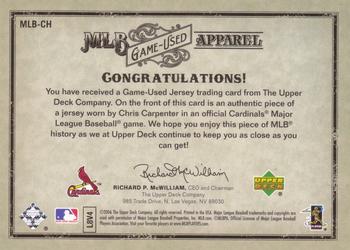 2006 Upper Deck Artifacts - MLB Game-Used Apparel #MLB-CH Chris Carpenter Back