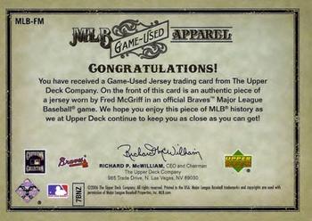 2006 Upper Deck Artifacts - MLB Game-Used Apparel #MLB-FM Fred McGriff Back