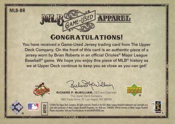 2006 Upper Deck Artifacts - MLB Game-Used Apparel Gold Limited #MLB-BR Brian Roberts Back