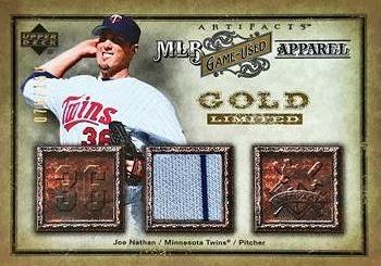 2006 Upper Deck Artifacts - MLB Game-Used Apparel Gold Limited #MLB-JN Joe Nathan Front