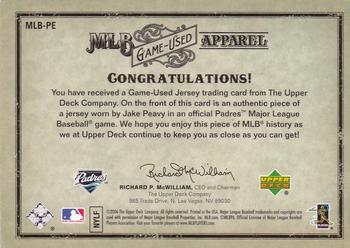 2006 Upper Deck Artifacts - MLB Game-Used Apparel Gold Limited #MLB-PE Jake Peavy Back
