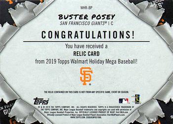 2019 Topps Holiday - Relics #WHR-BP Buster Posey Back