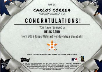 2019 Topps Holiday - Relics #WHR-CC Carlos Correa Back